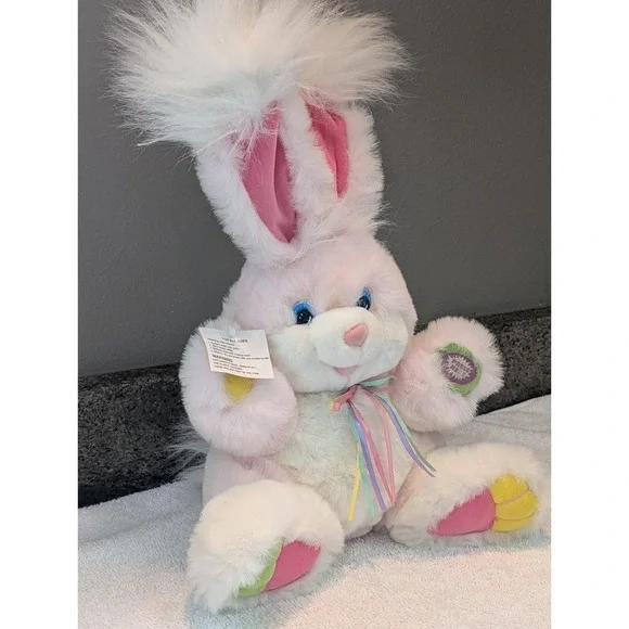 Vintage DanDee Tickle Wiggle Plush Easter Hoppy Bunny Lights That Tickles Pastel - Picture 9 of 17